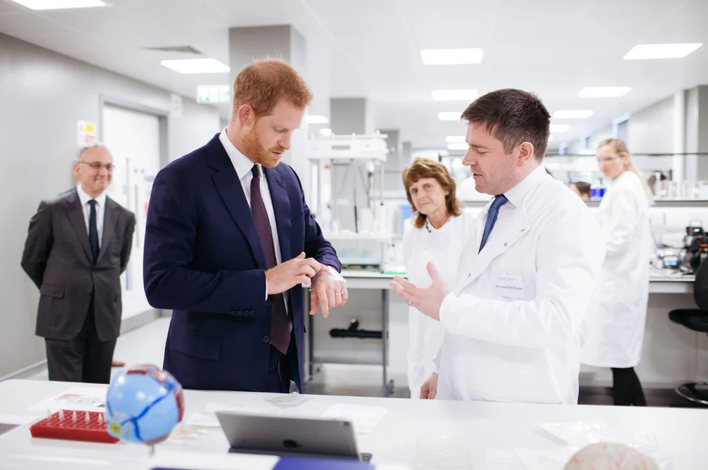 Prince Harry visiting a research lab