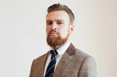 Karl Hinnett in tweed.