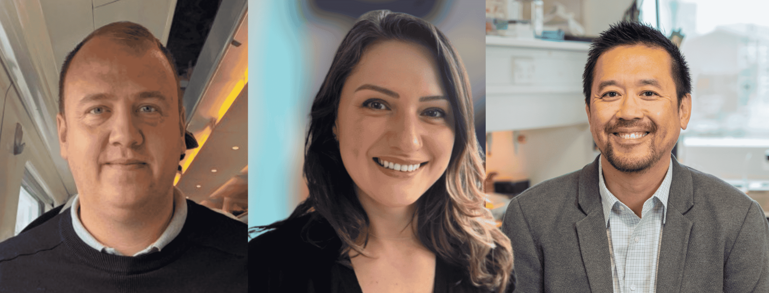 Photos of three people form a website banner background image. Robert Dickinson, The Scar Free Foundation Head of Fundraising, Anca Bratu, a scar massage therapist based in Welwyn Garden, and Jason Wong, Academic and Plastic Surgeon from the University of Manchester